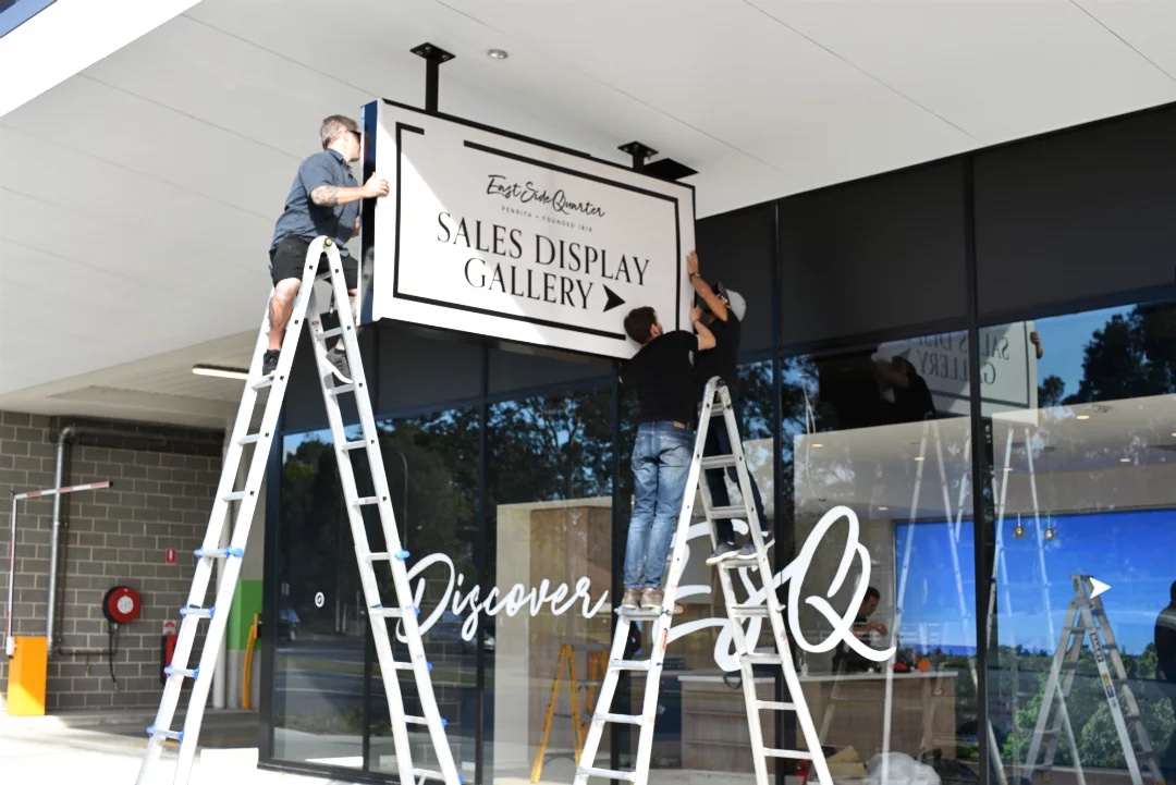 Sales Display Gallery shop frontage signage graphic installation
